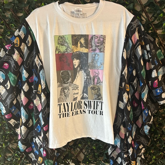 Tops - UPCYCLED one of a kind, Taylor Swift, ERAS TOUR Music Poncho T Shirt